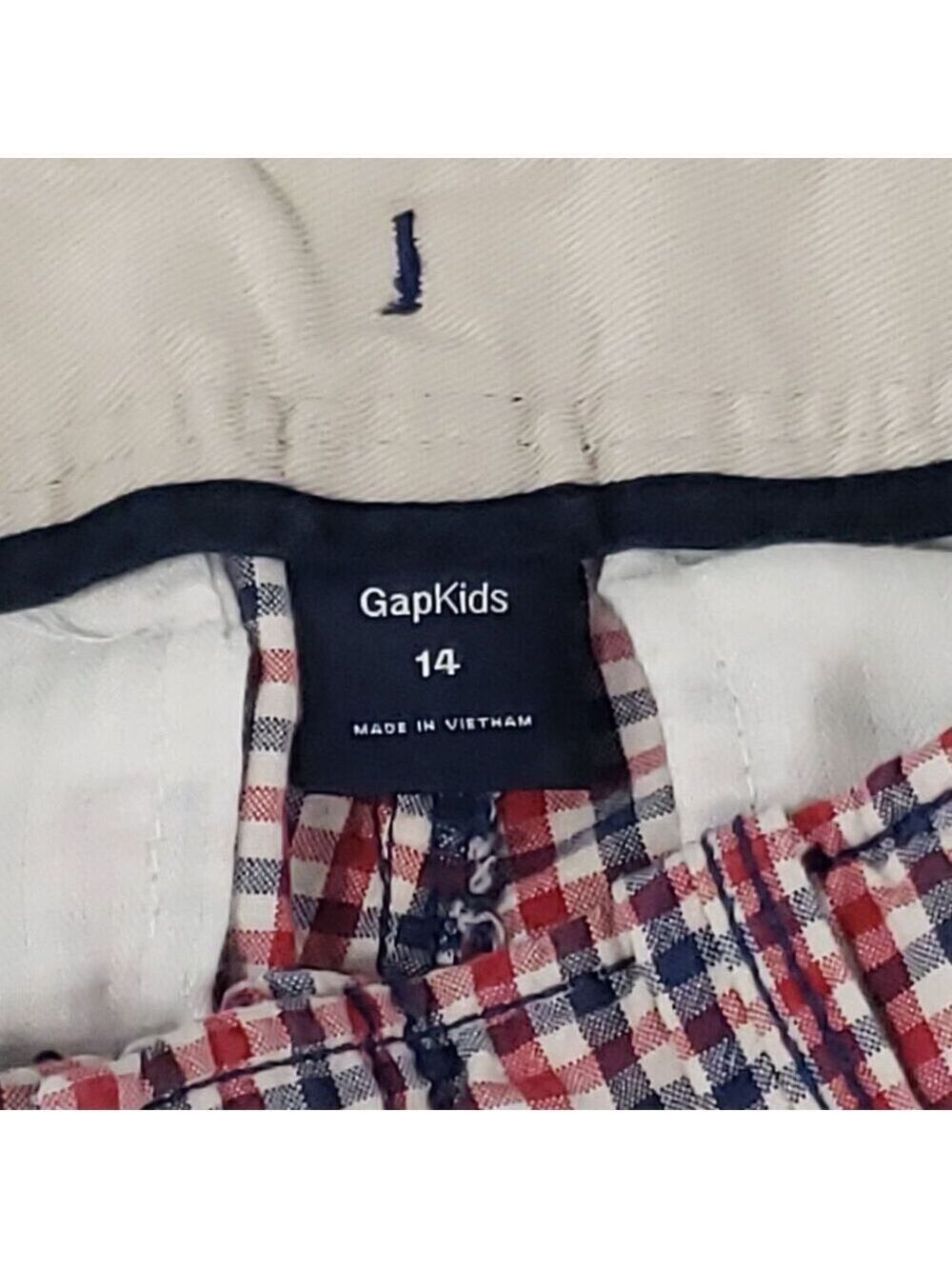 GAP Kids Boys Red & White Check Shorts w Concealed Adjustable Waist 14 - Picture 3 of 4